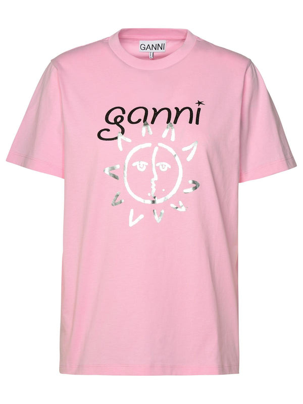 Ganni Pink Cotton T-shirt