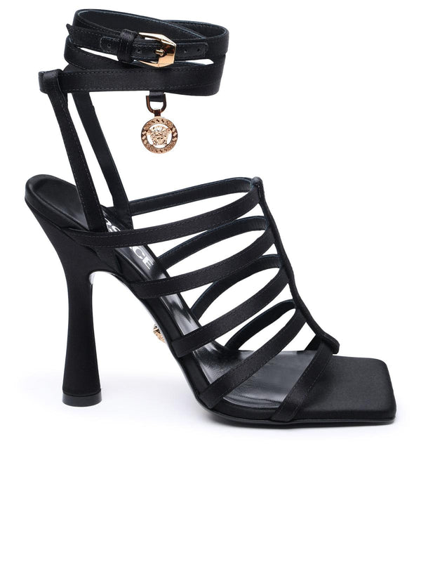 Versace Black Satin Sandals