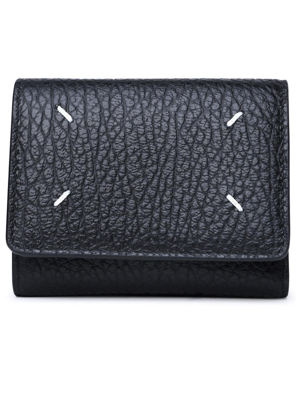 Maison Margiela 'four Stitches' Black Calf Leather Wallet