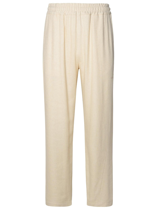 Gcds Ivory Linen Blend Trousers