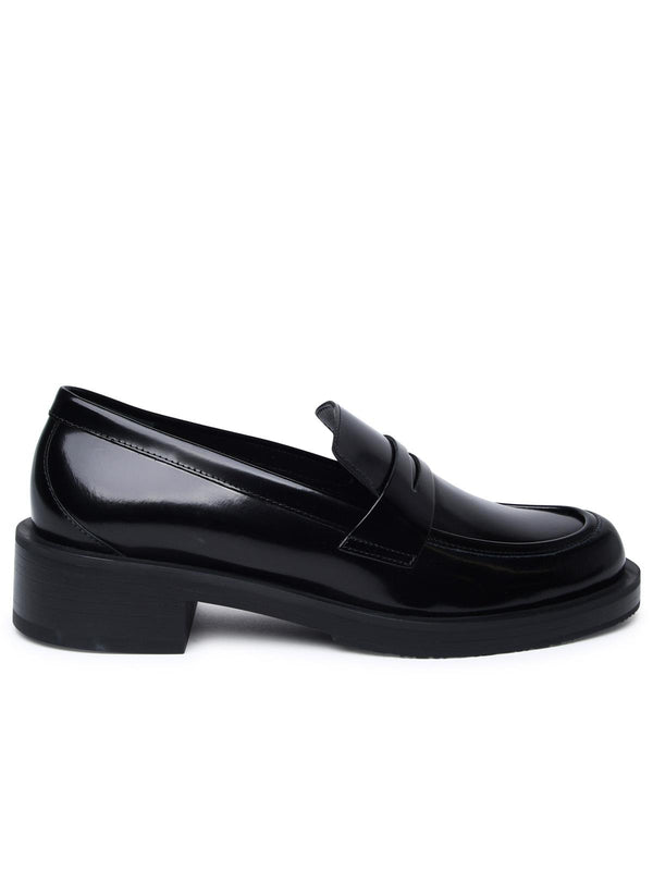 Stuart Weitzman Black Shiny Leather Loafers