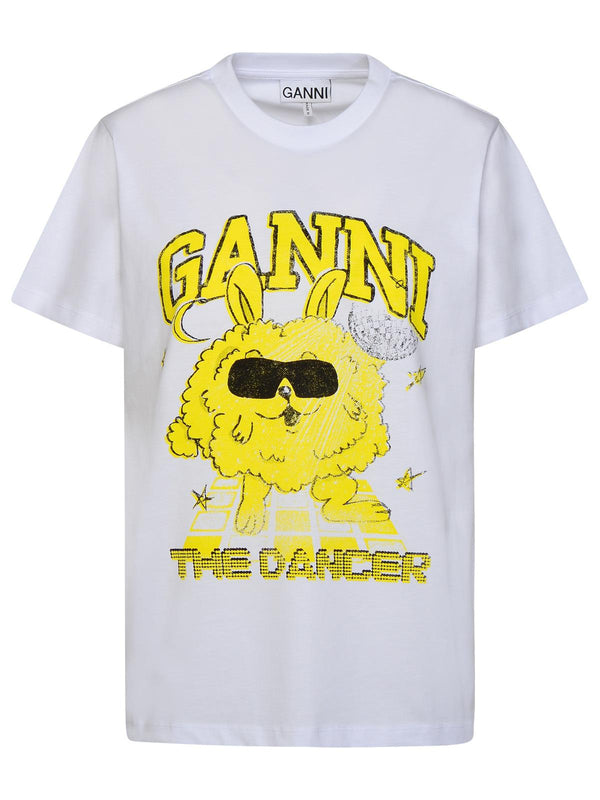 Ganni 'relaxed Dance Bunny' White Organic Cotton T-shirt