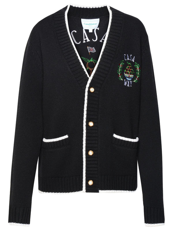 Casablanca 'casa Way' Black Cashmere Blend Cardigan