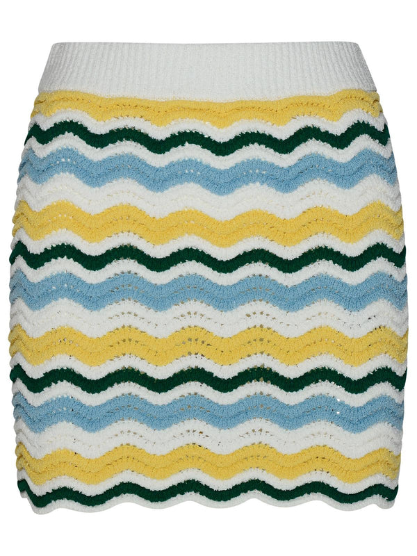 Casablanca 'boucle Wave' Skirt In Multicolour Cotton Blend