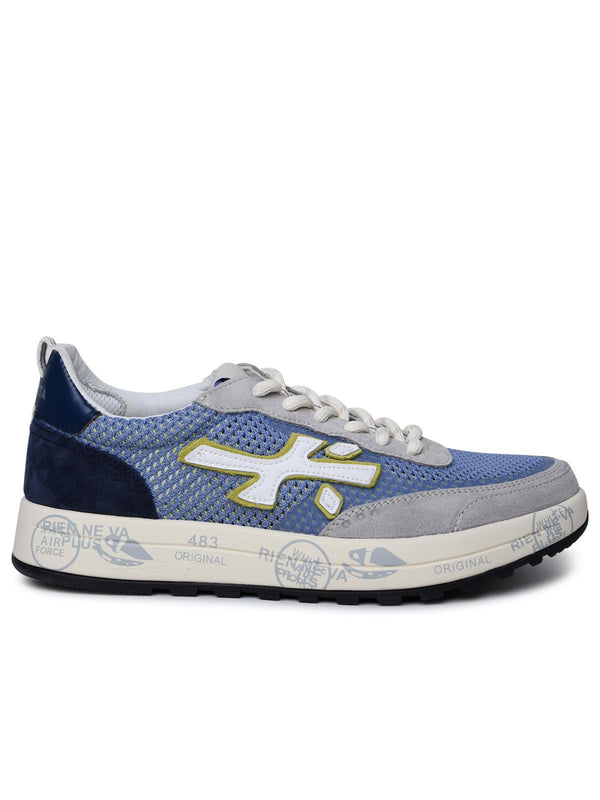 Premiata 'nous' Blue Leather And Fabric Sneakers