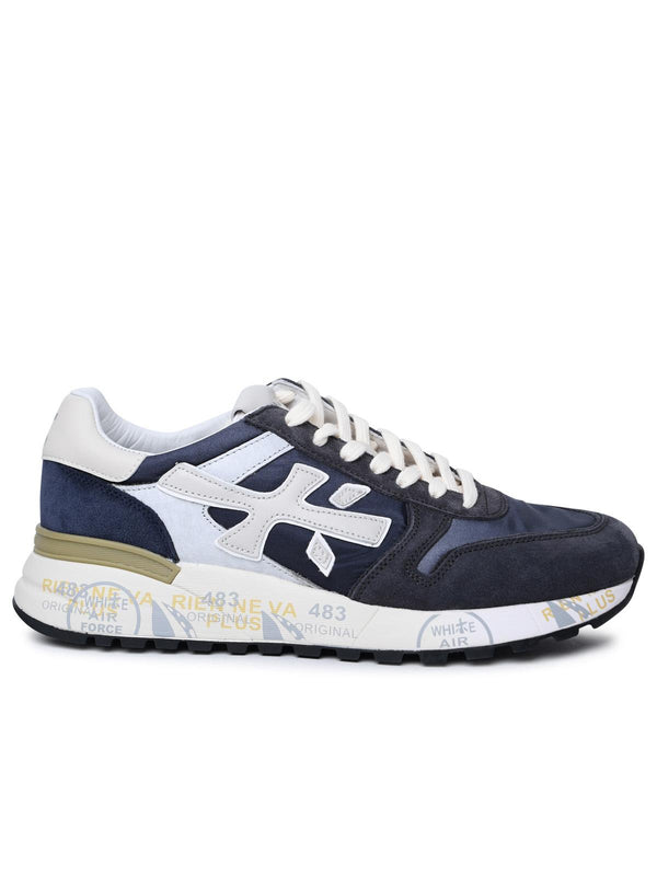 Premiata 'mick' Blue Leather And Nylon Sneakers