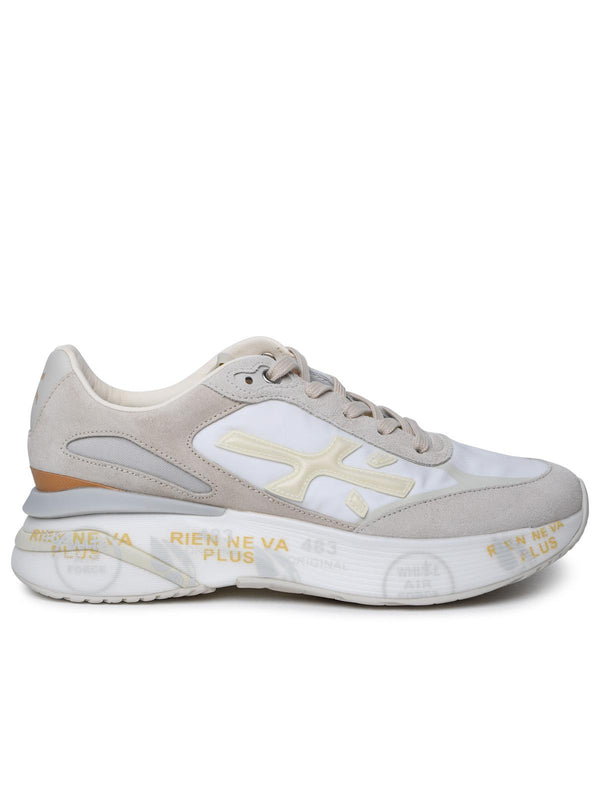 Premiata 'moerun' Sneakers In Leather And Cream Fabric