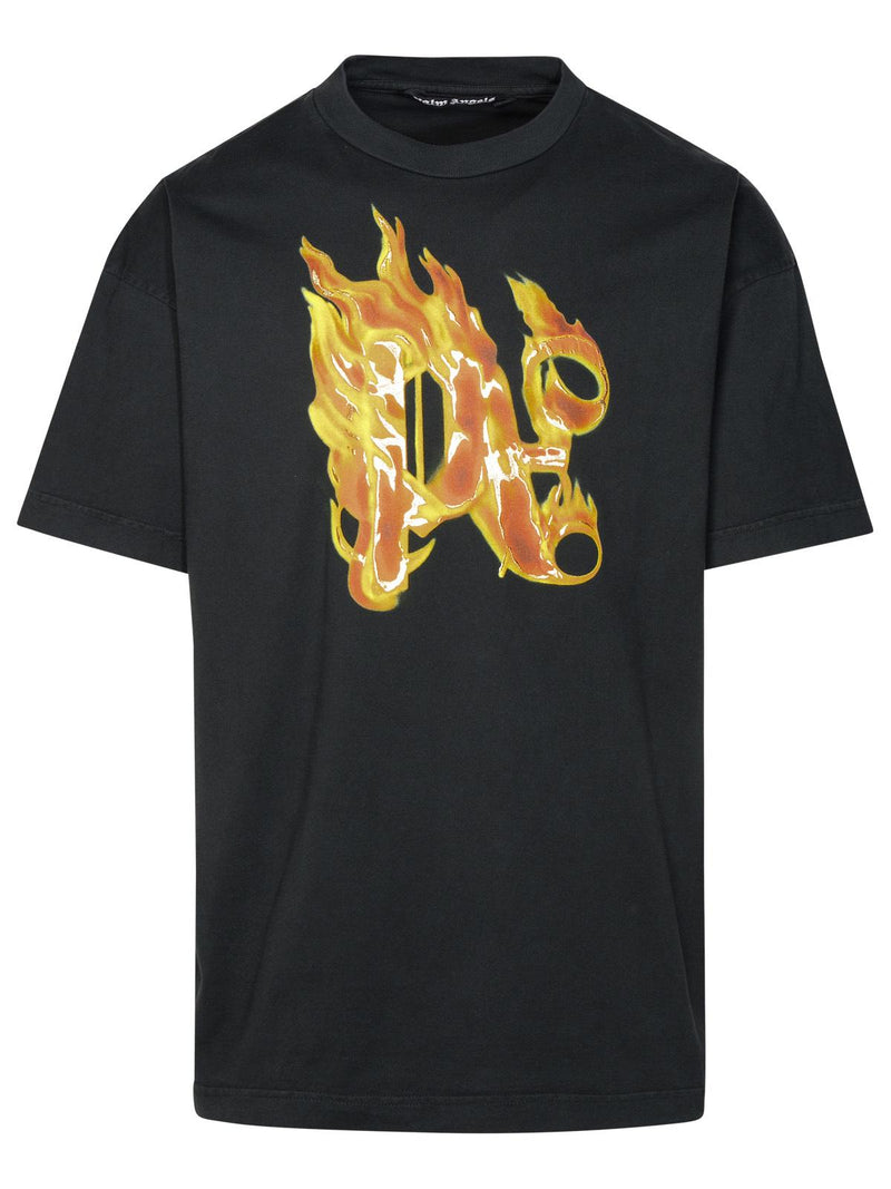 Palm Angels Camiseta Palm Angels Burning Monogram de algodón negro - World Class Fashion