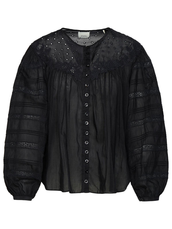 Isabel Marant Black Cotton Blend Blouse