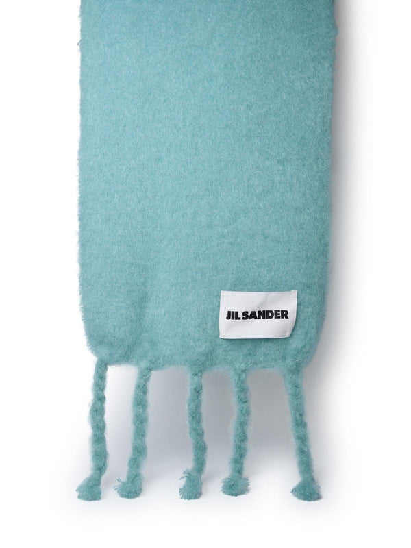 Jil Sander Teal Wool Blend Scarf