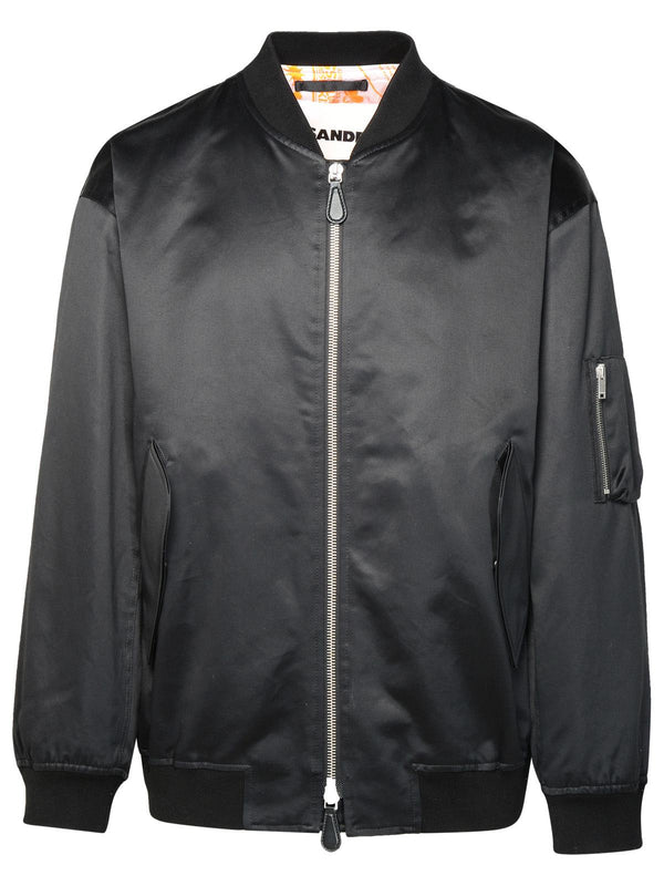 Jil Sander Black Cotton Bomber Jacket