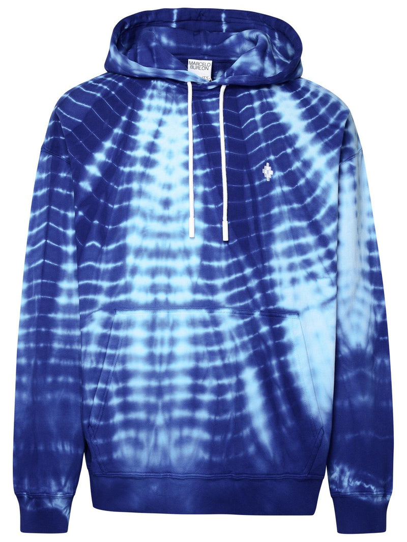 Marcelo Burlon Marcelo Burlon AOP Soundwaves Blue Cotton Sweatshirt - World Class Fashion