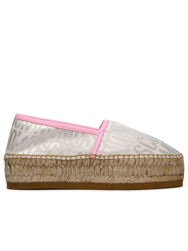 Moschino Logo Ivory Cotton Blend Espadrille