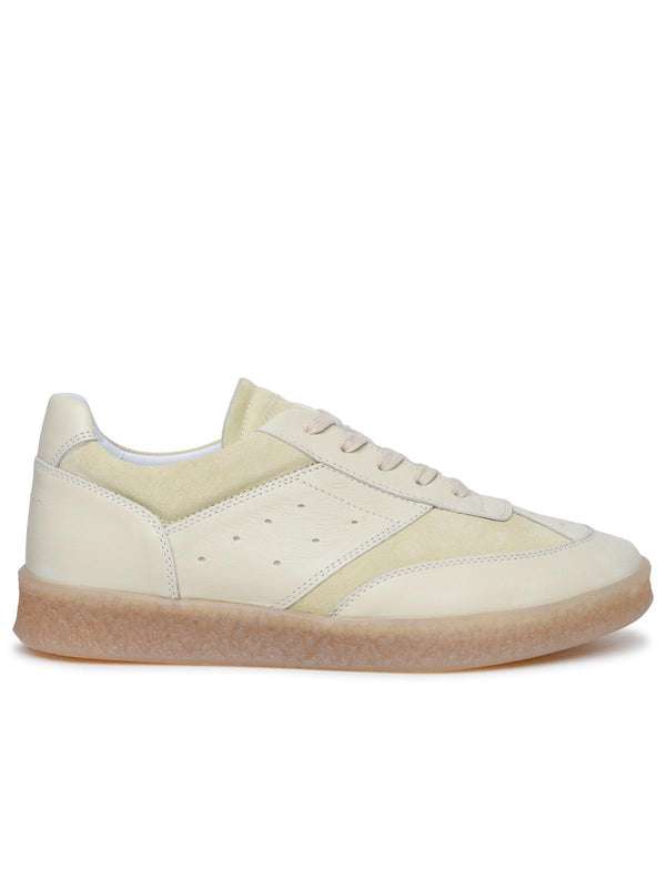 Mm6 Maison Margiela Ivory Leather Sneakers