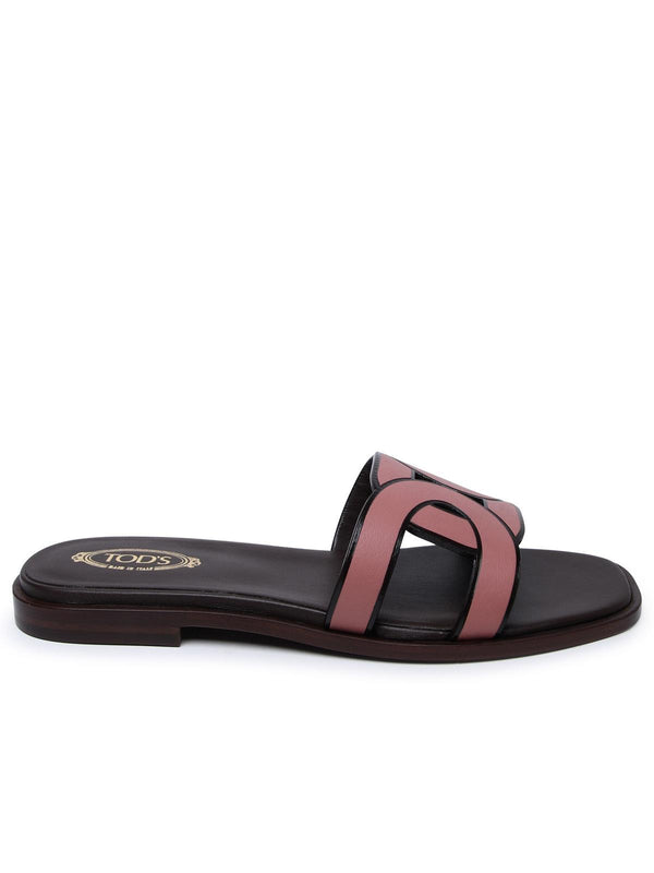 Tod's Pink Leather Slippers