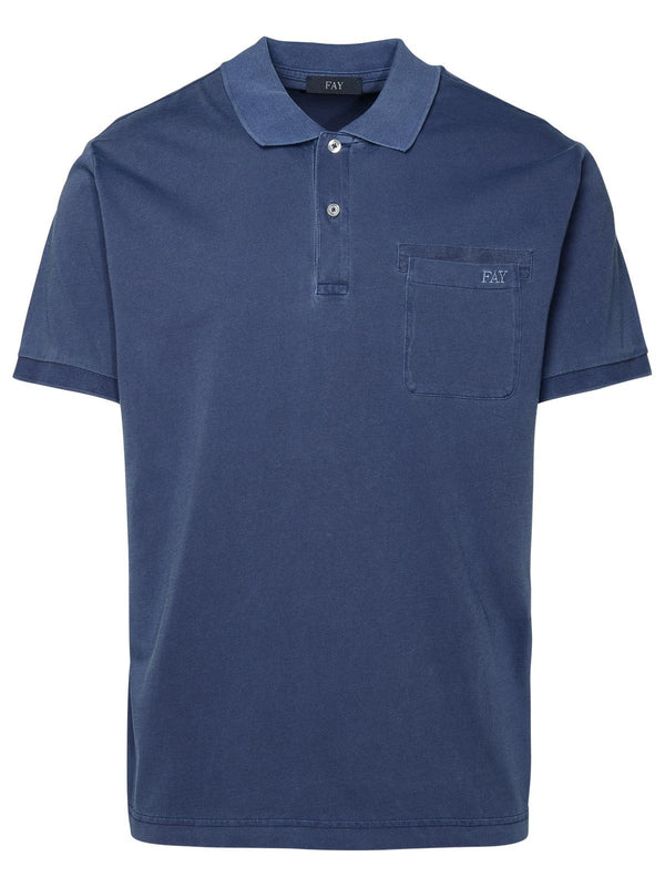 Fay Blue Cotton Polo Shirt