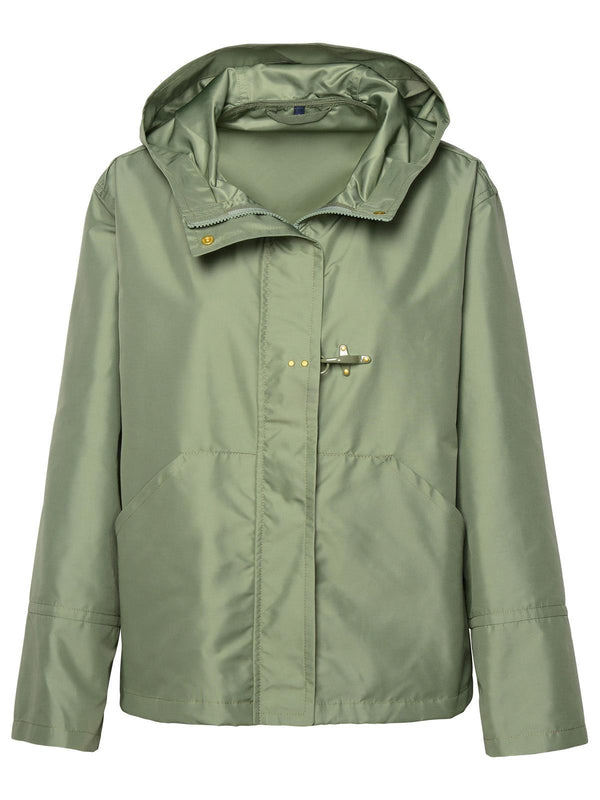 Fay Green Polyester Short Parka