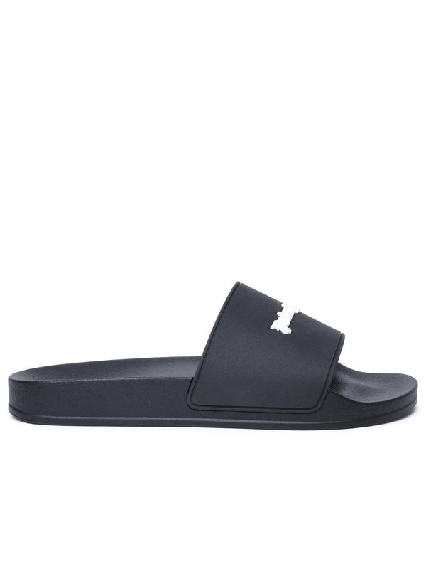 Palm Angels Black Polyurethane Slippers