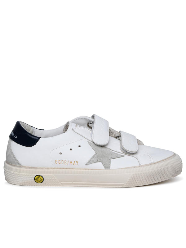 Golden Goose 'may School' White Leather Sneakers