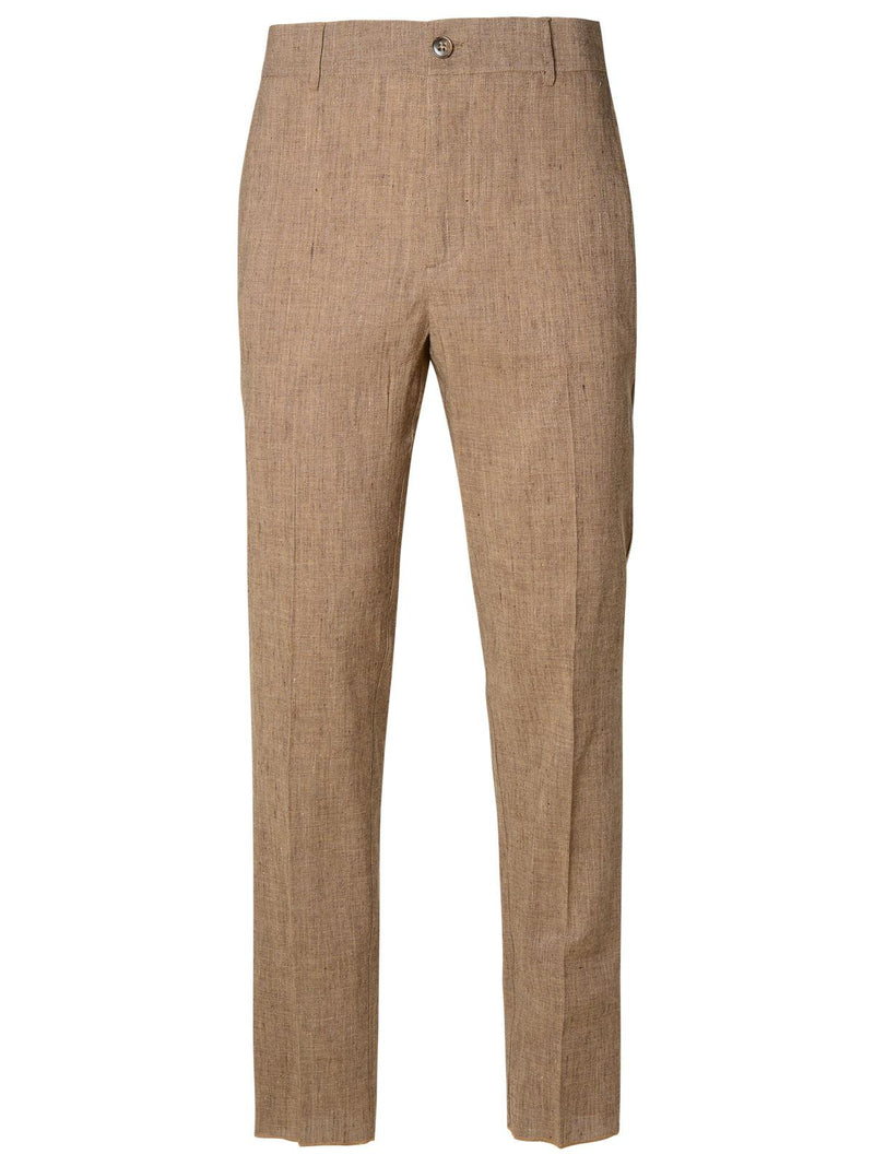 Brian Dales Brian Dales Linen Blend Trousers Brown Men - World Class Fashion