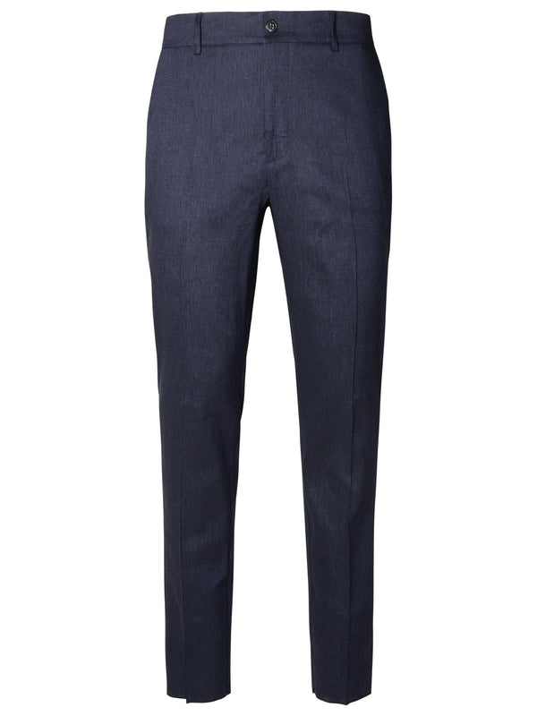 Brian Dales Blue Linen Blend Trousers