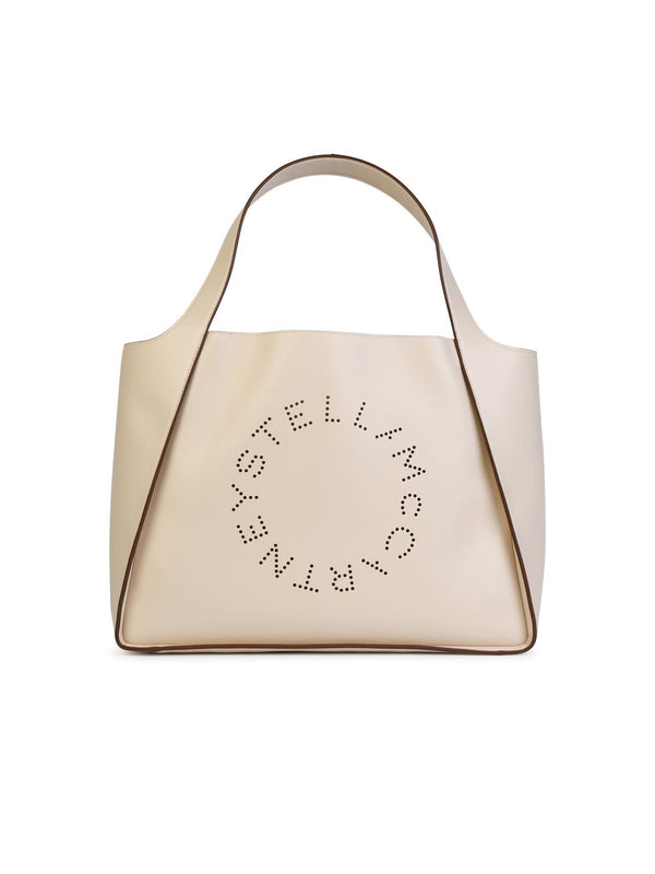 Stella Mccartney Logo Tote Bag In Almond White 'alter Mat'