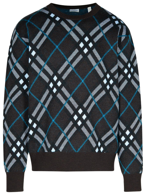 Burberry 'check' Green Wool Sweater