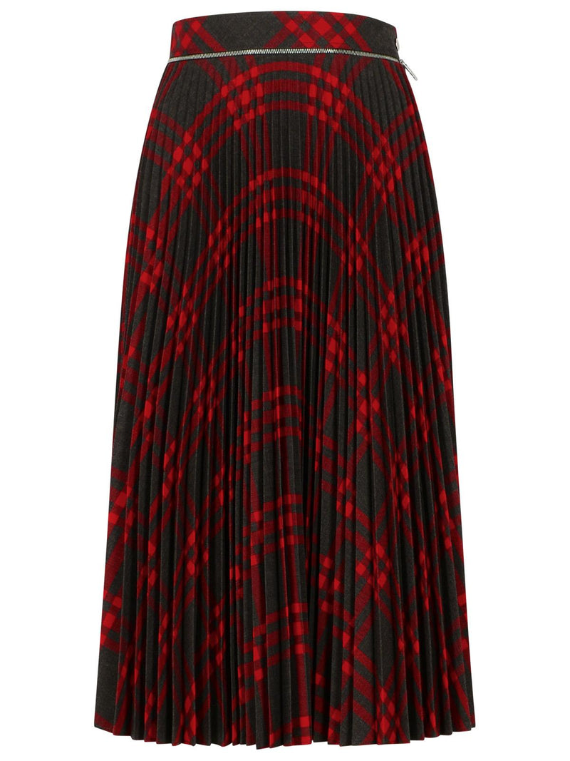 Burberry Burberry Check Long Wool Blend Skirt Multicolor - World Class Fashion