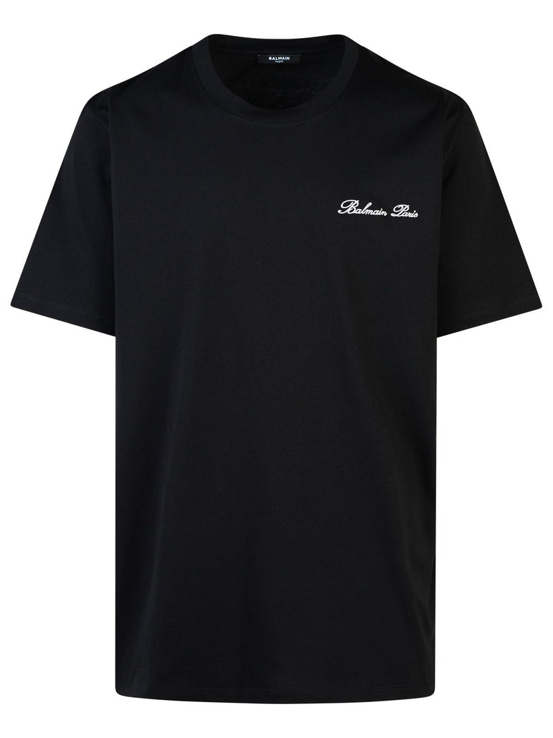 Balmain Balmain 'SIGNATURE' Black Cotton T-shirt - World Class Fashion