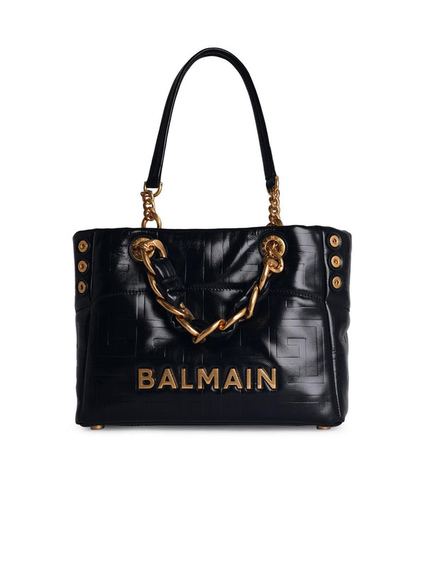 Balmain 'cabas 1945' Black Shiny Leather Bag