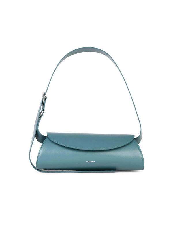 Jil Sander 'cannolo' Small Teal Leather Bag