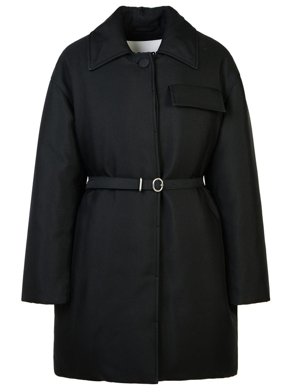 Jil Sander Black Silk Blend Down Jacket