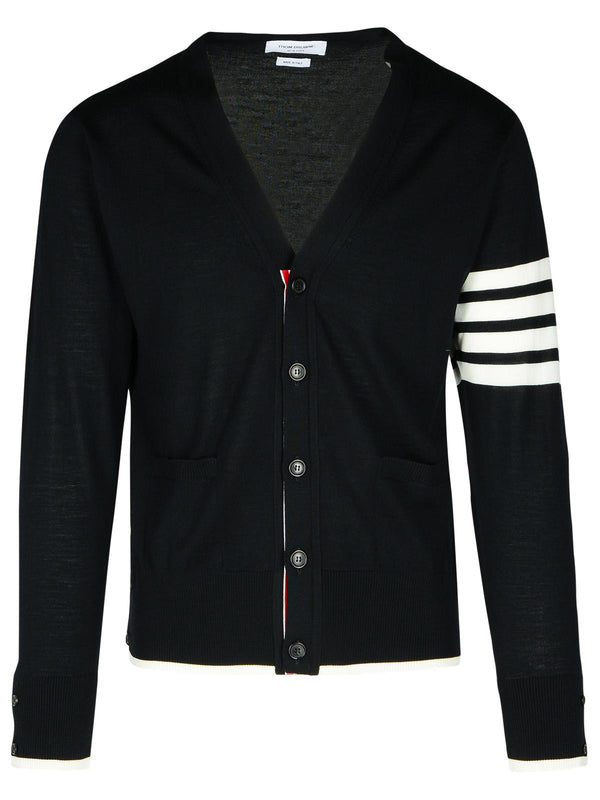 Thom Browne '4-bar' Black Wool Cardigan