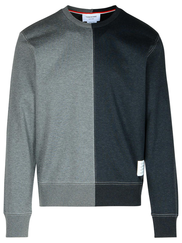 Thom Browne Grey 'bicolor' Cotton Sweater