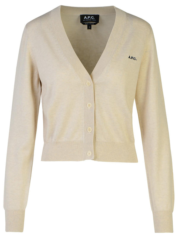 A.p.c. 'berenice' Beige Cotton Cardigan