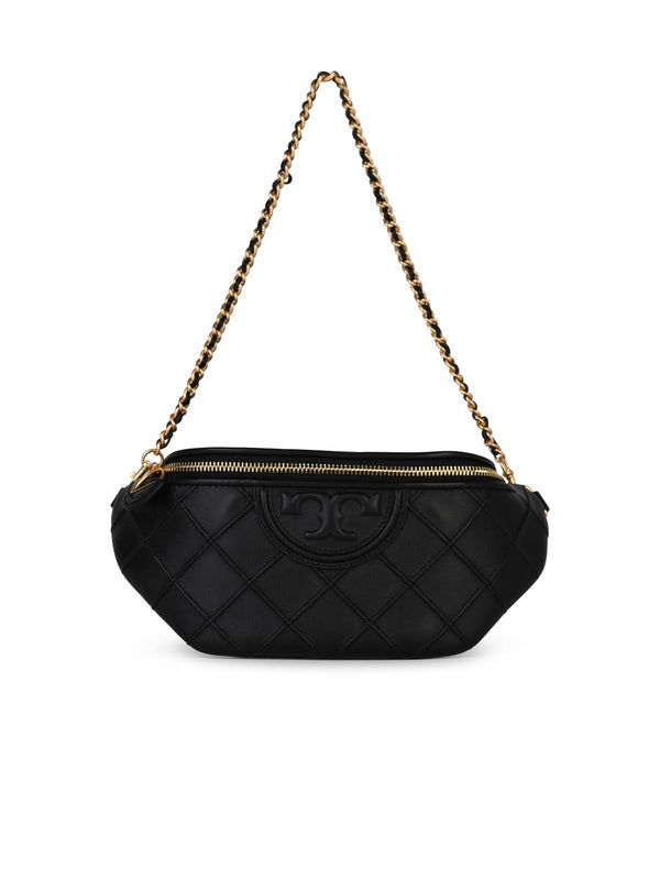 Tory Burch 'fleming' Black Leather Fanny Pack