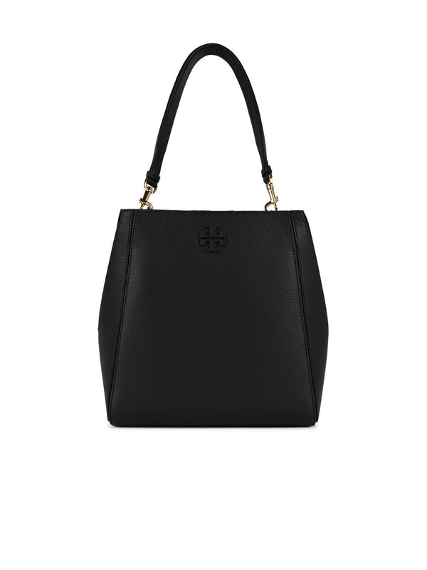 Tory Burch 'mcgraw' Black Leather Bucket Bag