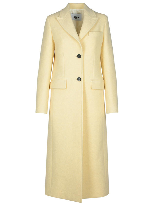 Msgm Cream Virgin Wool Coat