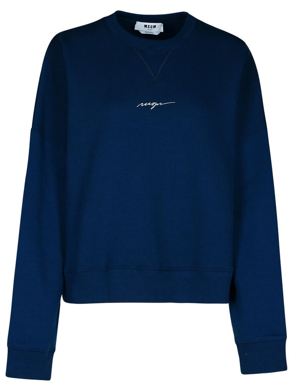 Msgm Navy Cotton Sweatshirt