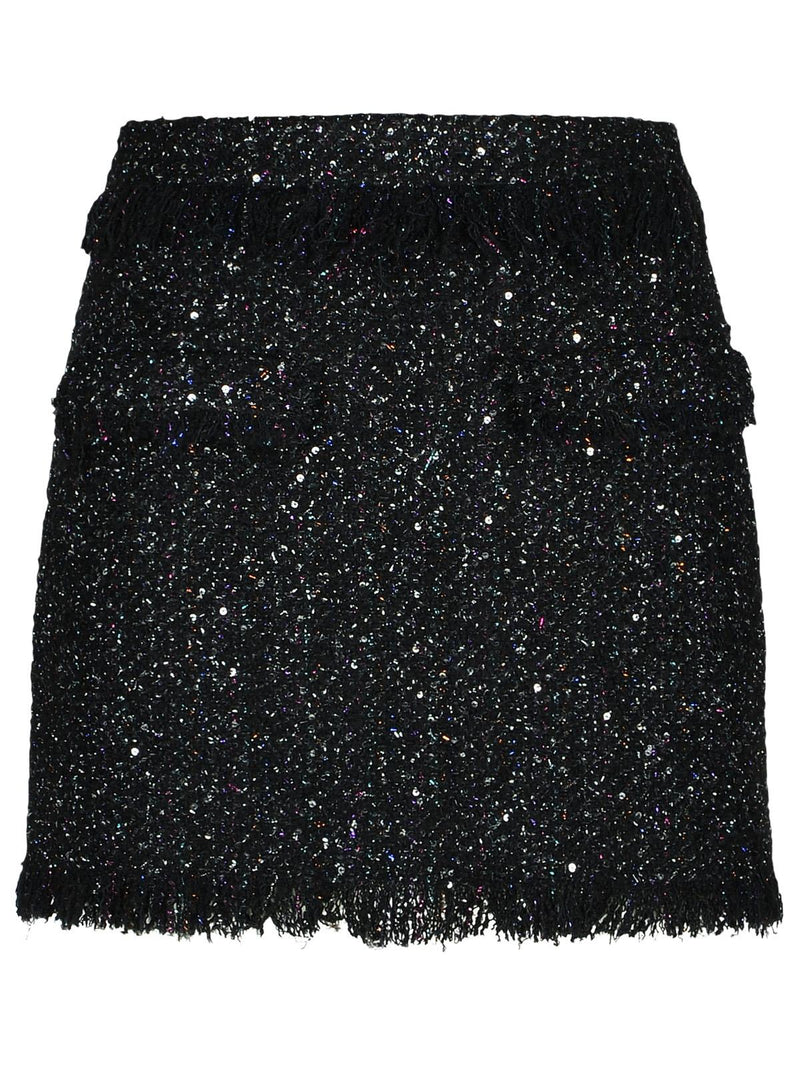 Msgm Msgm Wool Blend Tweed Skirt Black Women - World Class Fashion
