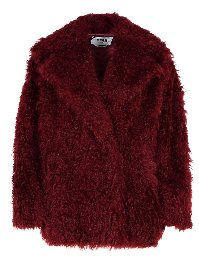 Msgm Msgm Acrylic Blend Coat Burgundy Women - World Class Fashion