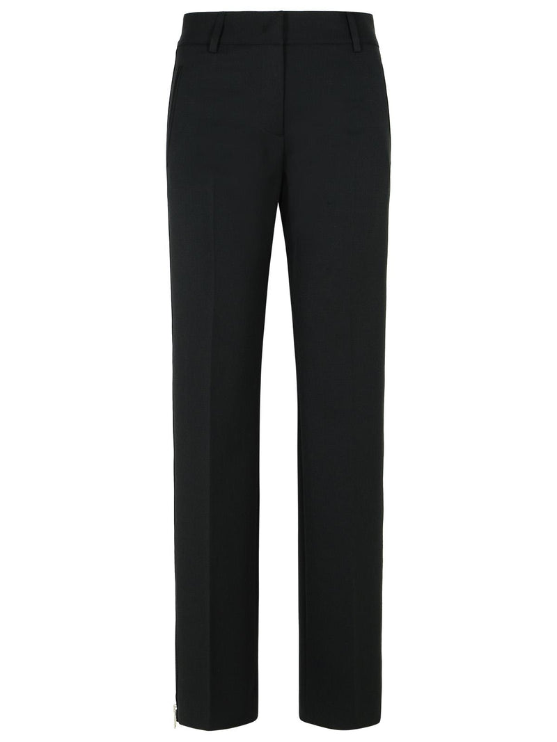 Msgm Msgm Black Polyester Wool Flare Trousers Women - World Class Fashion