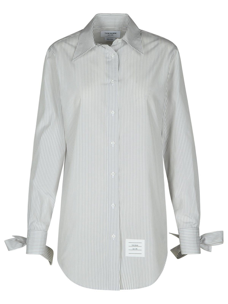Thom Browne Thom Browne Grey Silk Blend Long Shirt Women - World Class Fashion