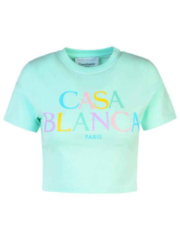 Mint Green Cotton Crop T-shirt