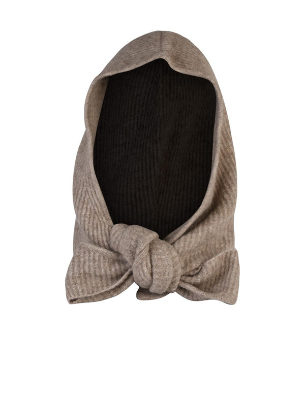 Ganni Balaclava In Beige Wool Blend