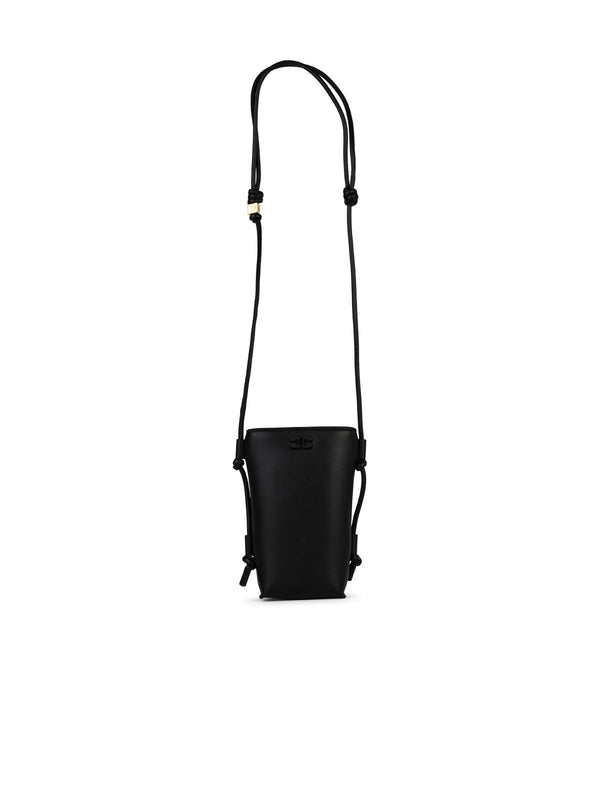 Ganni 'bou Crossbody' Mini Shoulder Bag In Black Leather