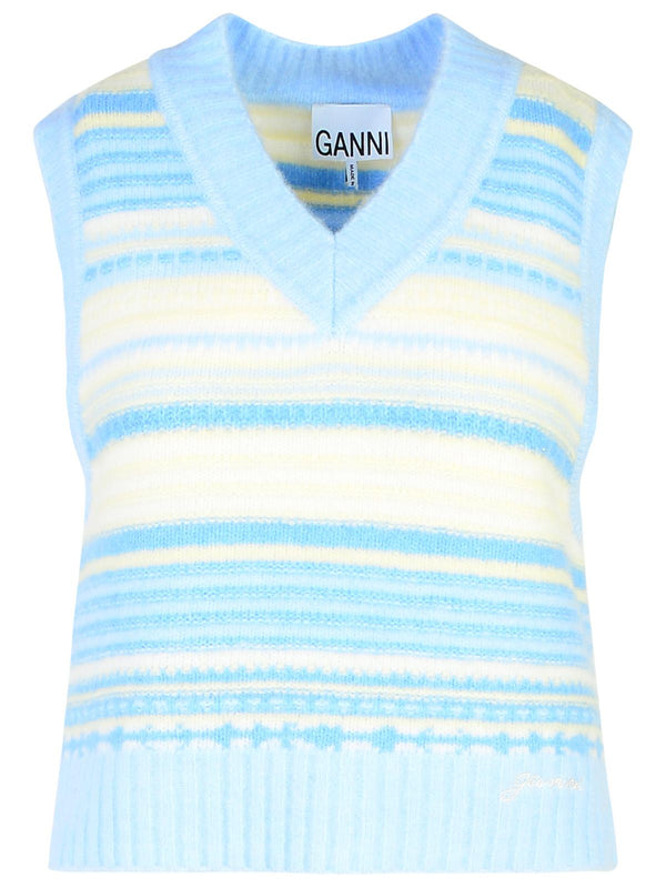 Ganni Light Blue Alpaca Wool Blend Vest