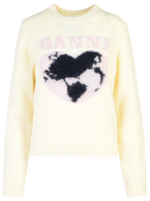 Ganni Cream Wool Blend Sweater