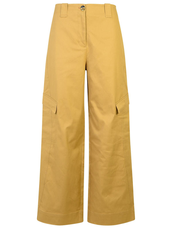 Ganni 'herringbro' Brown Cotton Pants