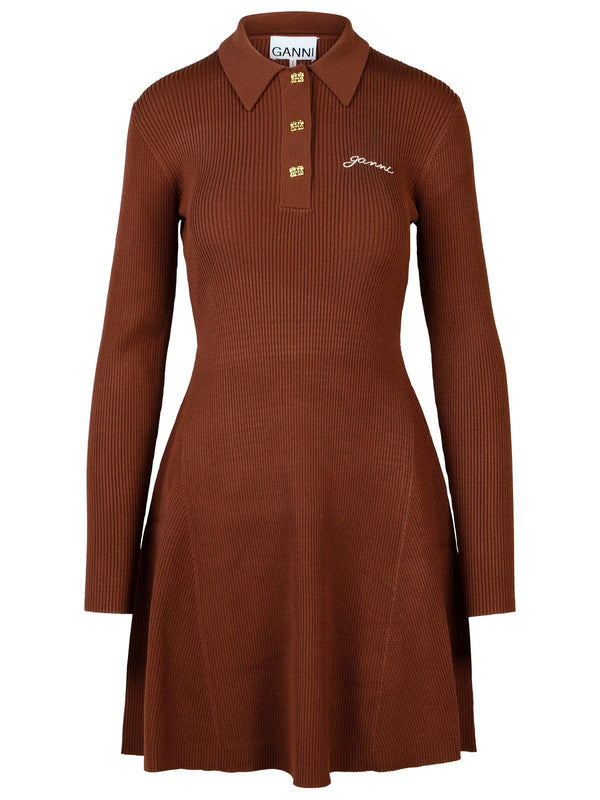 Ganni Brown Viscose Blend Dress